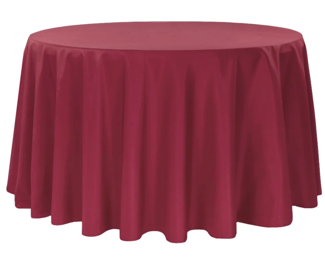 Polyester 108" Round Tablecloth Burgundy