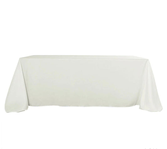 90"x156" Ivory Rectangular Polyester Tablecloth