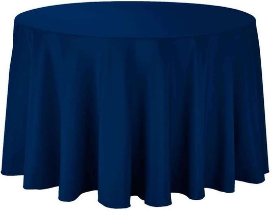 108" Navy Blue Polyester Round Tablecloth