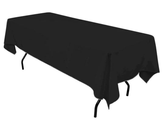 60" x 126" Black Rectangular Polyester Tablecloth