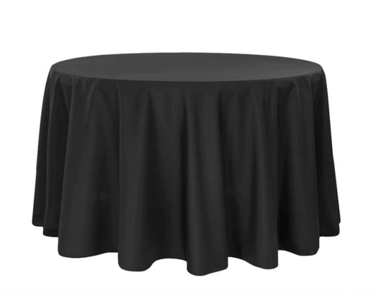 108" Black Polyester Round Tablecloth