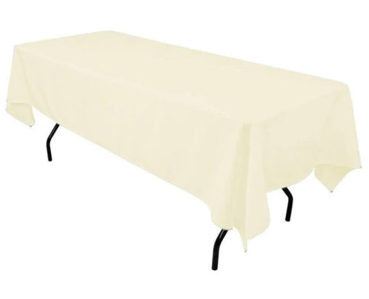 60" x 126" Ivory Rectangular Polyester Tablecloth