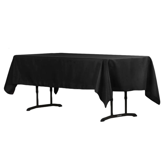 60" x 102" Black Rectangular Polyester Tablecloth