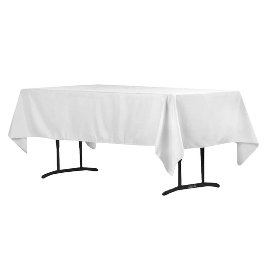60" x 102" White Rectangular Polyester Tablecloth