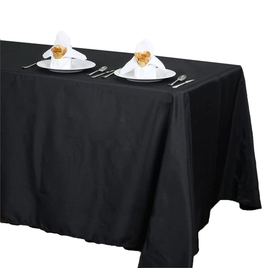 90" x 132 " Black Rectangular Polyester Tablecloth
