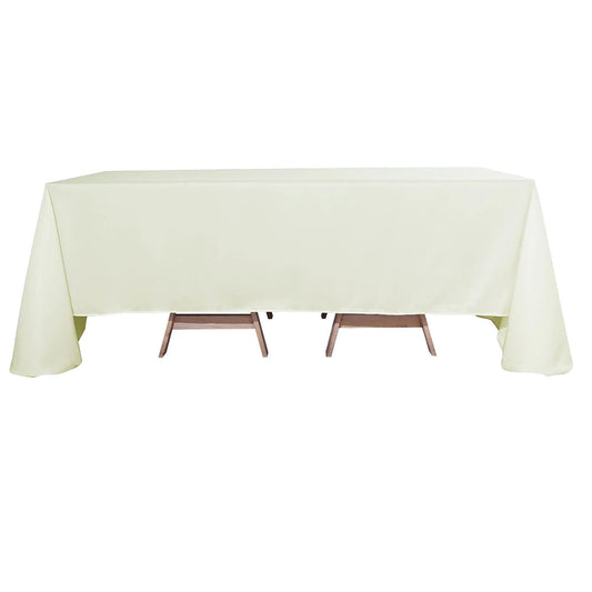 90" x 132 " Ivory Rectangular Polyester Tablecloth