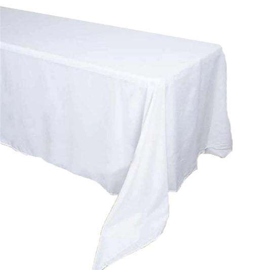 90" x 132 " White Rectangular Polyester Tablecloth