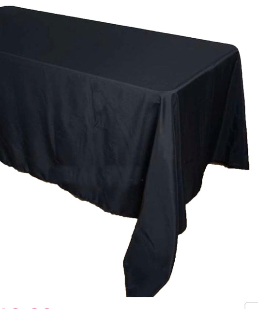 90"x156" Black Rectangular Polyester Tablecloth