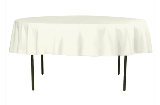 90” Ivory Polyester Round Tablecloth